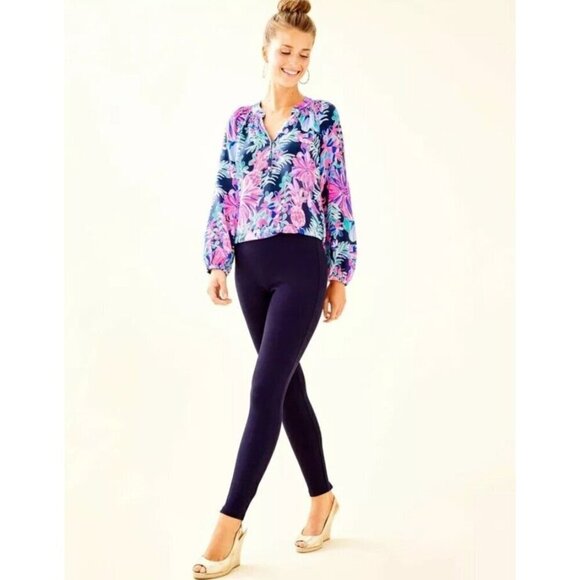 Lilly Pulitzer 27" NIRA LEGGING Midnight Navy Slit Pockets Pants Womens Size M - Picture 1 of 7